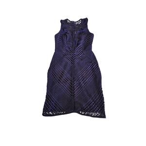 Adelyn Rae Blue Lace Bodycon Dress Small Geometric Cocktail Sheath